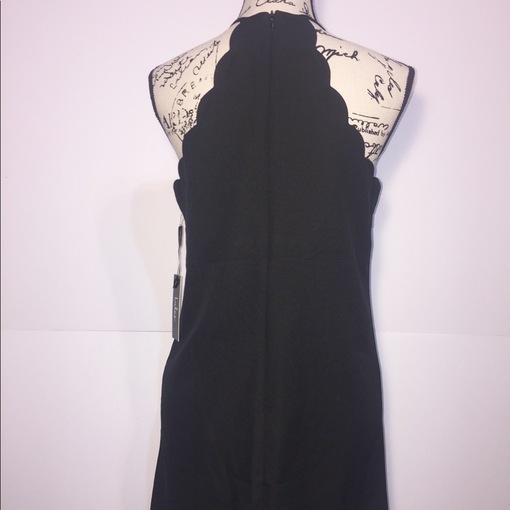 LuLus Midi Dress Black Sleeveless Scalloped Zip Up - Picture 3 of 4